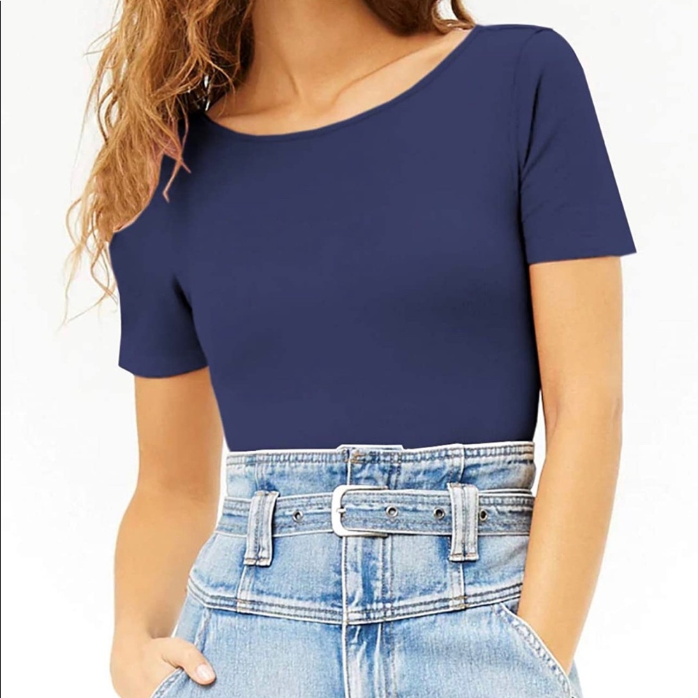 Navy blue short sleeve bodysuit